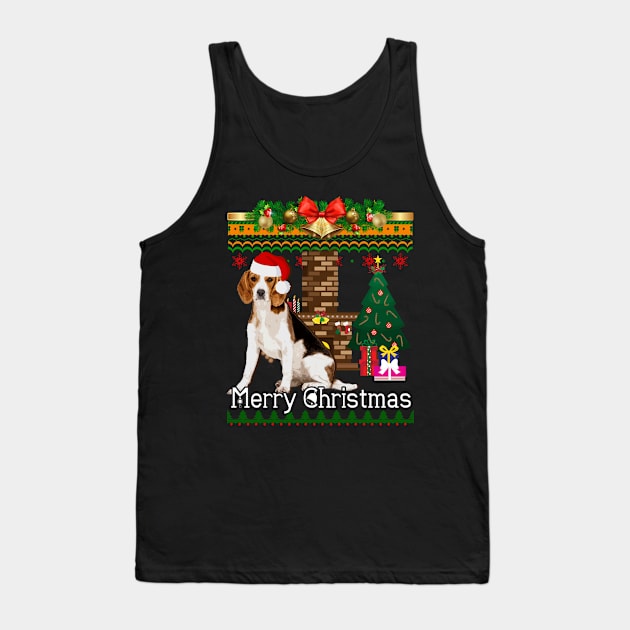 Ugly Christmas Sweater BEAGLES Tank Top by LaurieAndrew